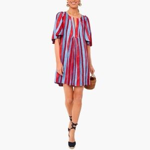 Tuckernuck Pomander Place Painterly Stripe Finley Flutter Sleeve Dress Sz S